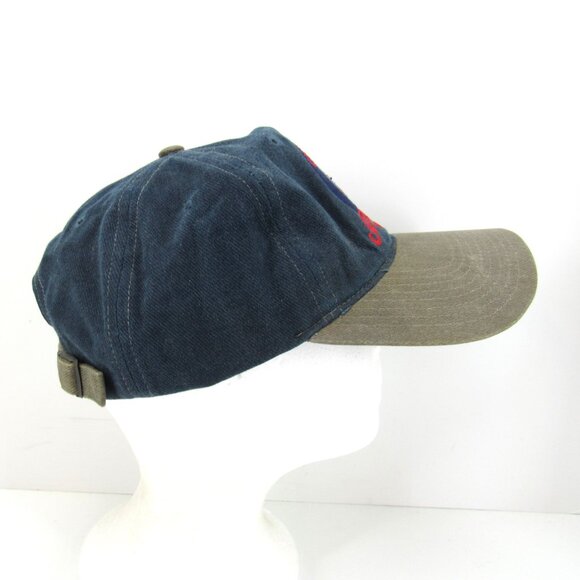 Vntg Cleveland Indians Embroidered Logo Men's Gray & Blue Adj Strap Back Cap Hat - Picture 4 of 9